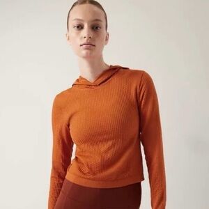 Athleta Flurry Seamless Hoodie in Foliage Orange Size S NWT